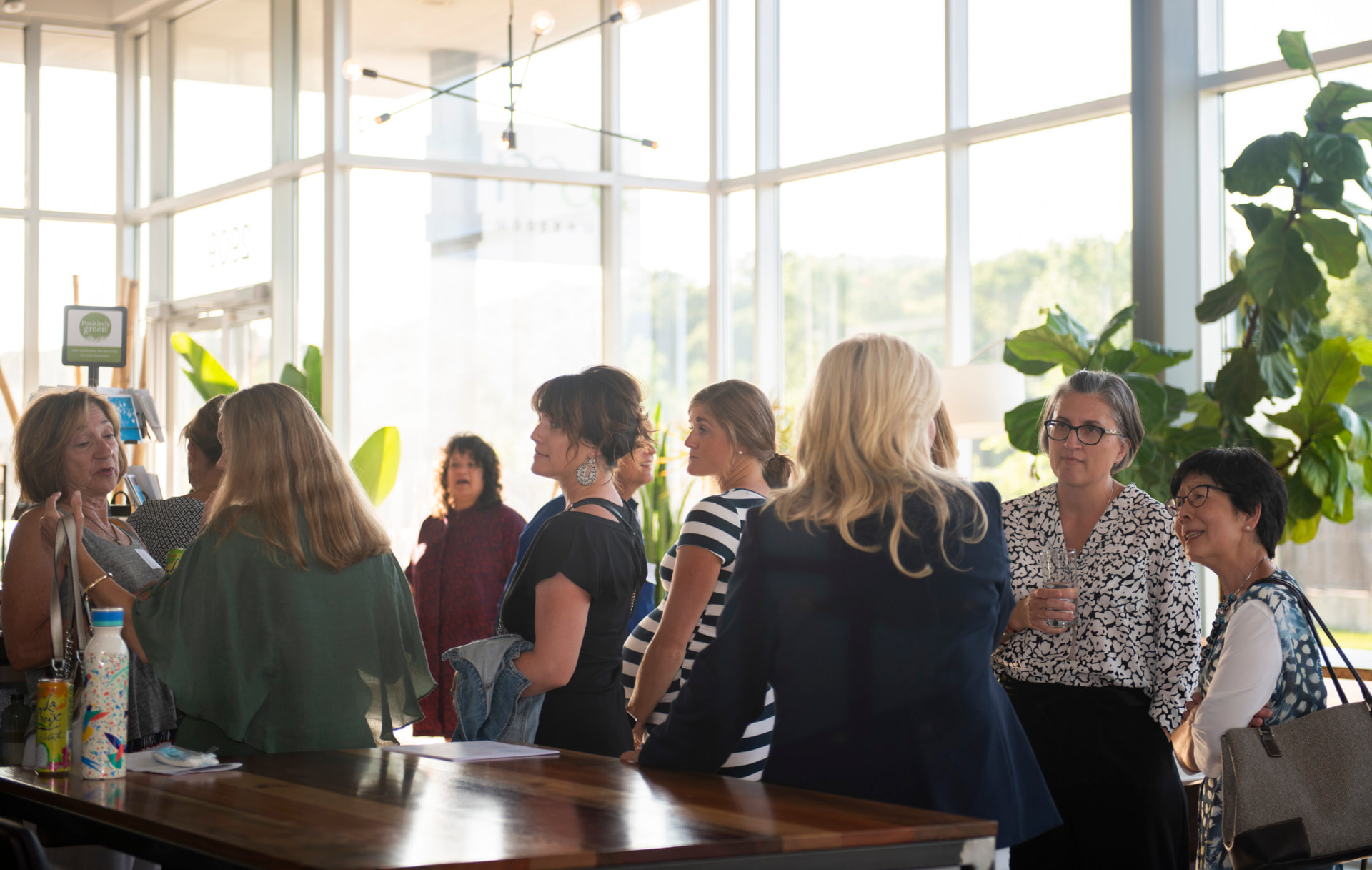 Women networking and talking together at a community business event
